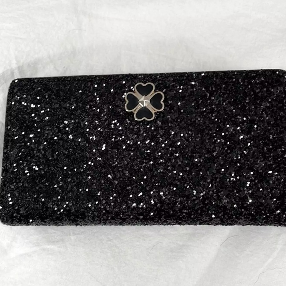 Black glitter Kate Spade ♠️ slim bifold wallet.